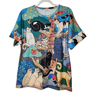 Misslook Cat Novelty Top Womens M Colorful Vibrant Artsy